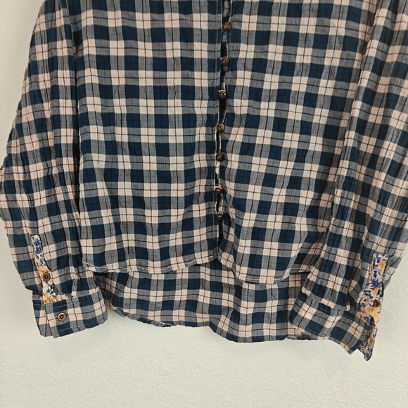 Anthropologie Pilcro Peach The Tavi Plaid Button Down Oversized Blouse Sz Small - Picture 4 of 13